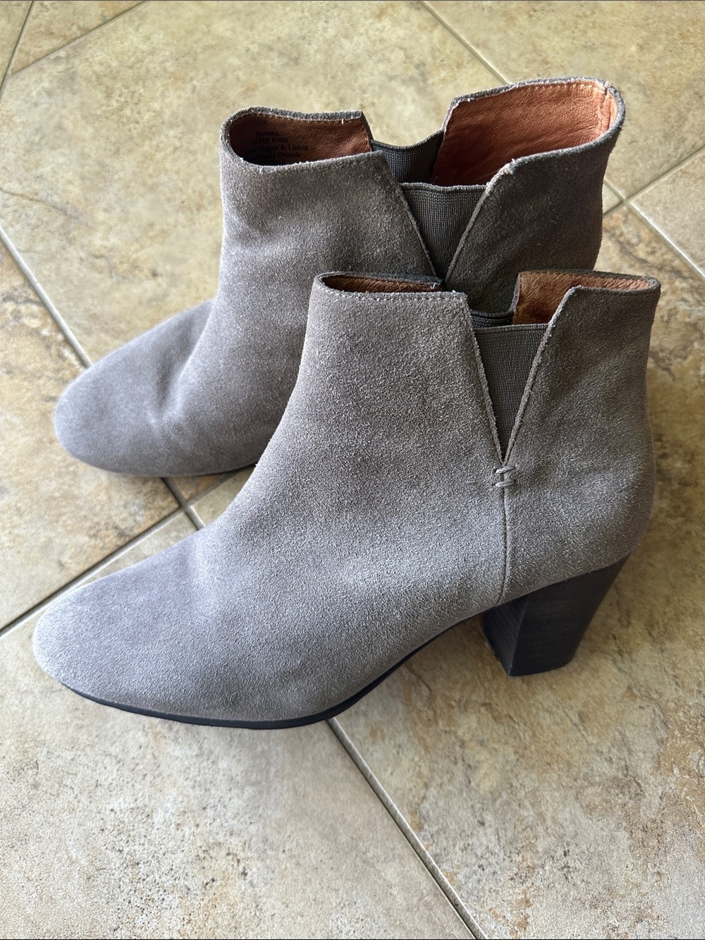 gentle souls Brenna Gray Suede Ankle Booties with Block Heel